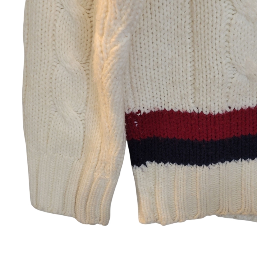 Vintage 1980's Izod Lacoste Mens Tennis Sweater Chunky Cable Knit Cricket M - Picture 6 of 11